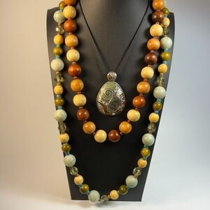 Necklace Lot Boho Wood Glass Acrylic Metal Huge Long for Stacking